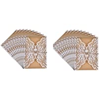 Tarjetas de Invitaciones-20 Pack Vintage Tarjeta de Invitación de Boda Set Incluir Retro Corte láser-Blanco Hojas…